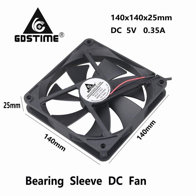 【 Ready stock 】1 Piece Gdstime 14025s 140x140x25mm DC 5V USB Powered Supply PC Case Brushless Cooling Cooler Fan 140mm x 25mm 14cm