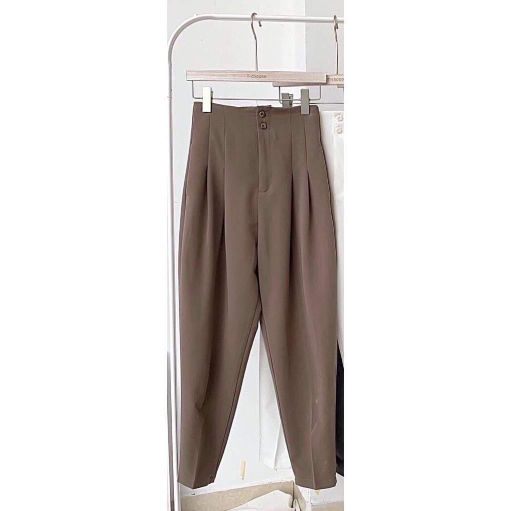 Quần baggy nữ cạp liền lưng cao hai cúc chất tuyết mưa đứng from không xù lông siêu hot thời trang Banamo 8322