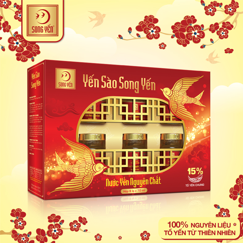 Nước Yến Nguyên Chất 15% Song Yến (Lốc 6 Lọ x 70ml)