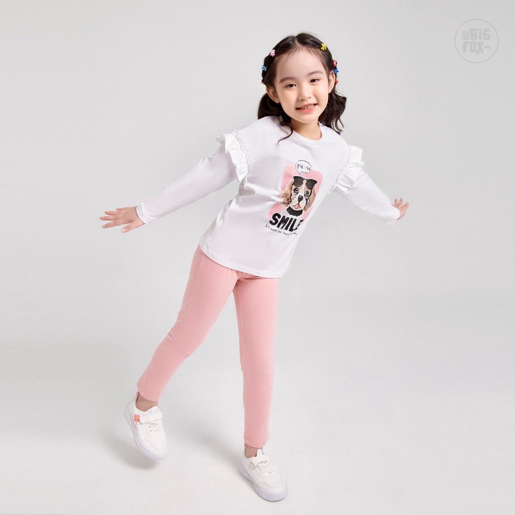 Bộ dài tay bé gái BIGFOX - MISS MEOW size đại, bộ thu đông cho bé phong cách Hàn Quốc hình in cún con smile 11 - 38 kg