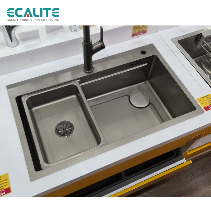 Chậu Rửa Chén Ecalite ES-N17845HS - Lắp Nổi/Lắp Âm - Inox 304 Cao Cấp - 1 Ngăn Cực Rộng - Hàng Chính Hãng