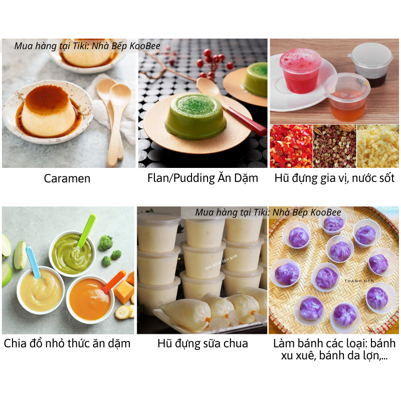 Combo 50 hộp làm bánh flan, caramen, bánh da lợn, xu xê plan hình tròn/ trái tim có nắp chịu nhiệT