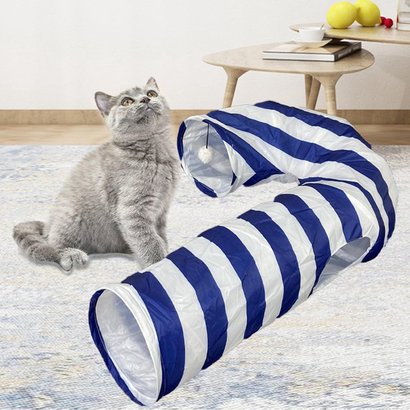 Collapsible Cat Tunnel Ball Exercise Interactive Toy Supplies Hideaway Cage Toys for Small Animals Training Gerbil Rat Rabbit Chinchilla