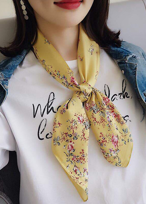 Khăn Lụa Vuông Họa Tiết Hoa Sang Trọng - Chất Liệu Chiffon 70x70cm - Mã KL051
