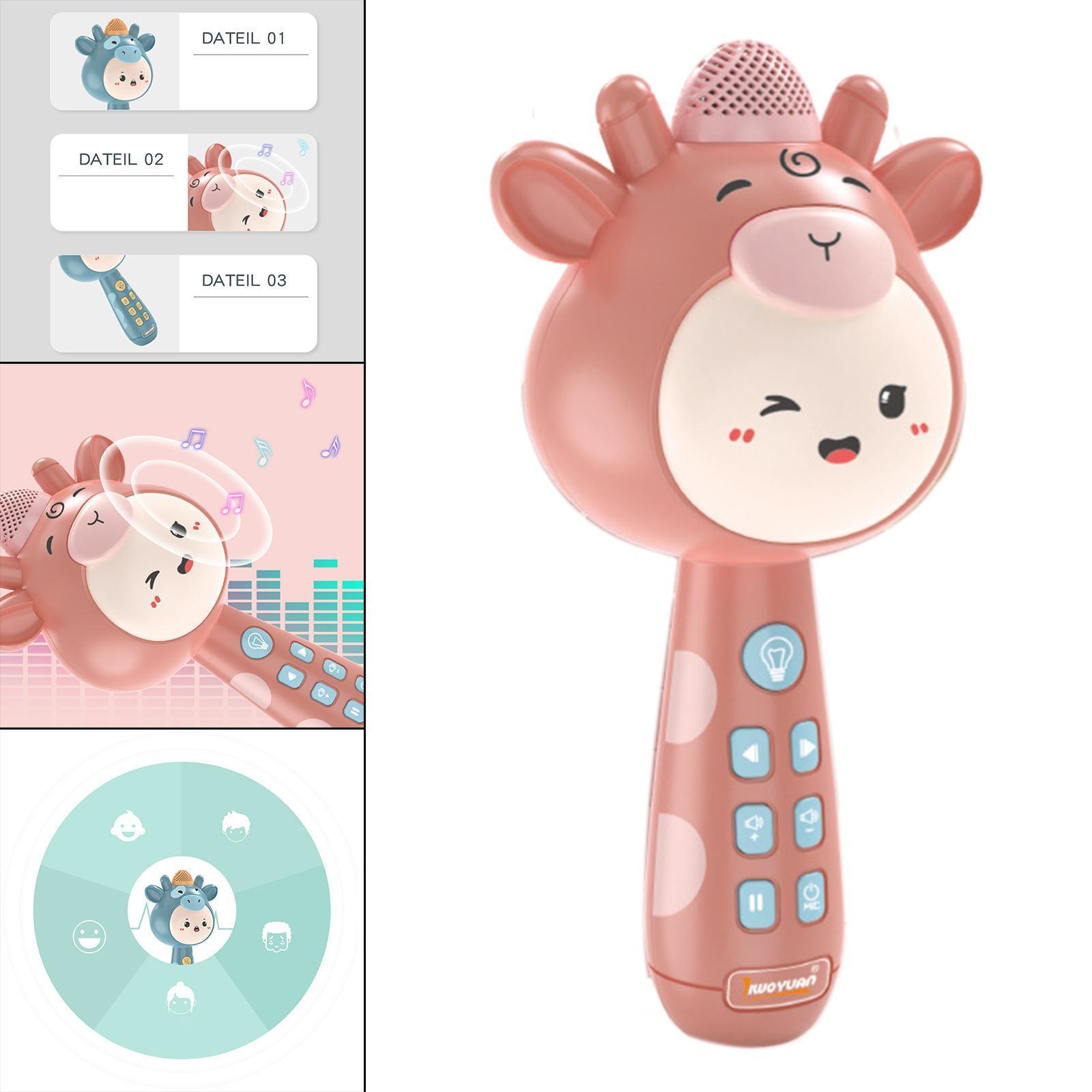 Portable Wireless Bluetooth Karaoke Pause to Continue Change Sound for Kids pink