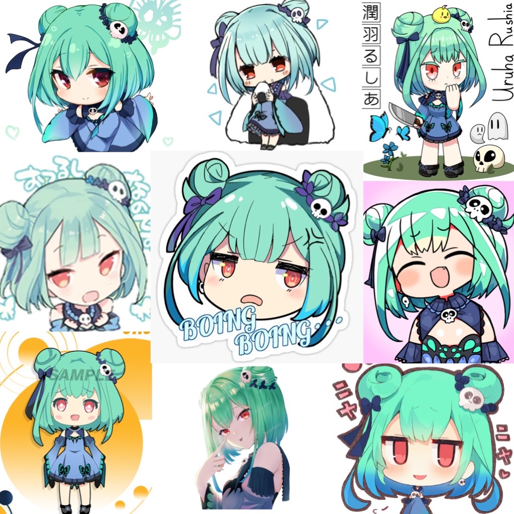 Ảnh Sticker Uhura rushia 30-60 cái ép lụa khác nhau/Hình dán Vtuber uhura rúhia