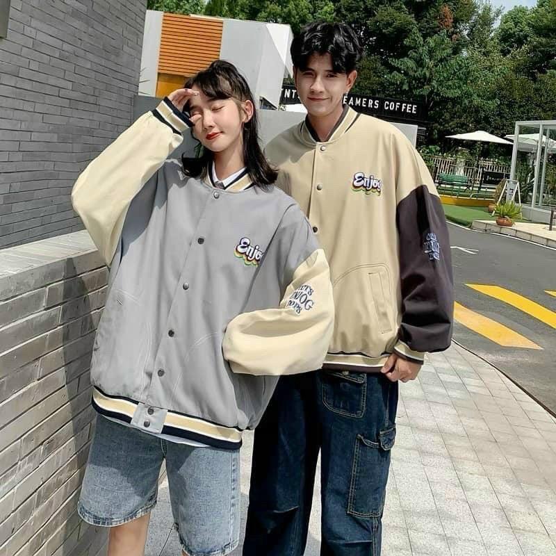 Áo khoác bomber nam nữ unisex gió jacket dù 2 lớp cúc bấm form rộng local brand ulzzang phong cách hàn quốc đep ENJOY