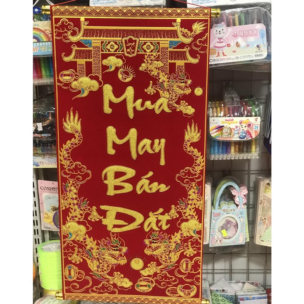 Câu đối đỏ, liễng trang trí tết 35x100cm in chữ Việt Nam làm từ vải nhung đẹp