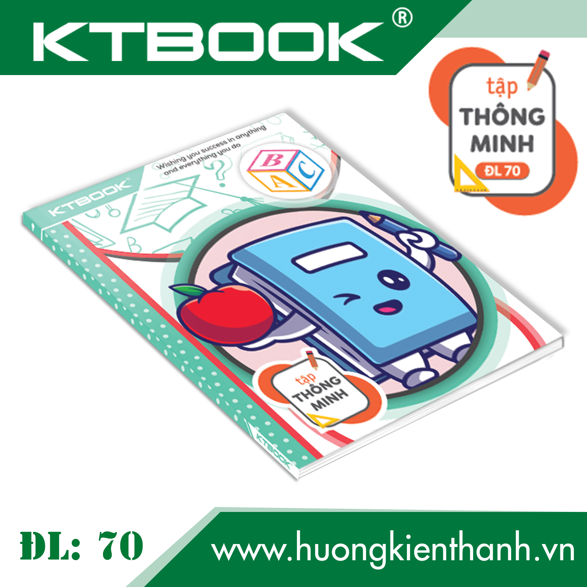 Gói 10 cuốn Tập Học Sinh Cao Cấp KTBOOK Thông Minh giấy trắng tốt ĐL 70 - 96 trang