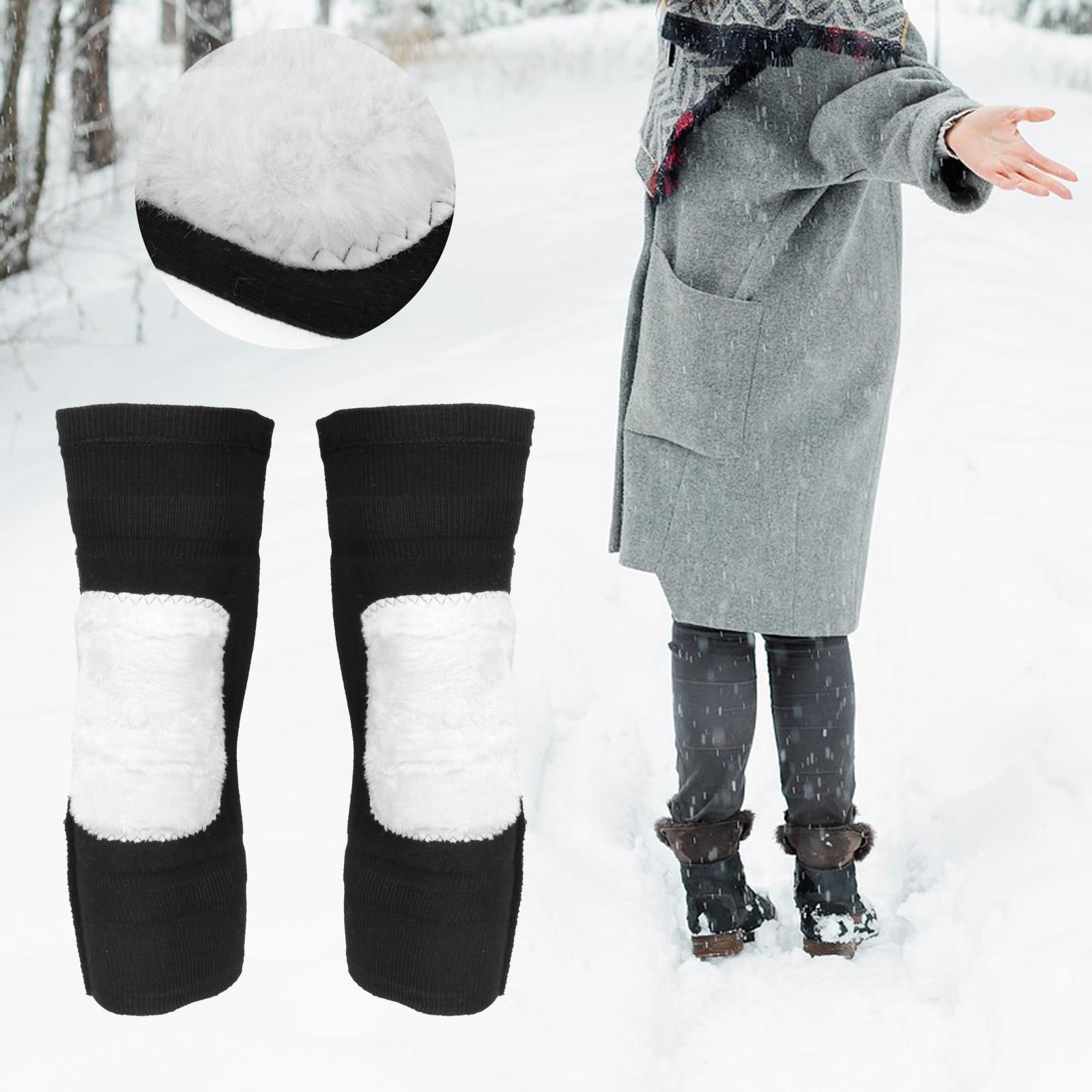 1 Pair Cotton Warm Knee Pads Thicken Lined Knee Warmers Knee Joint Support Pads Protection Gear Leg Compression Sleeves for Men Women Motorcycle Ski