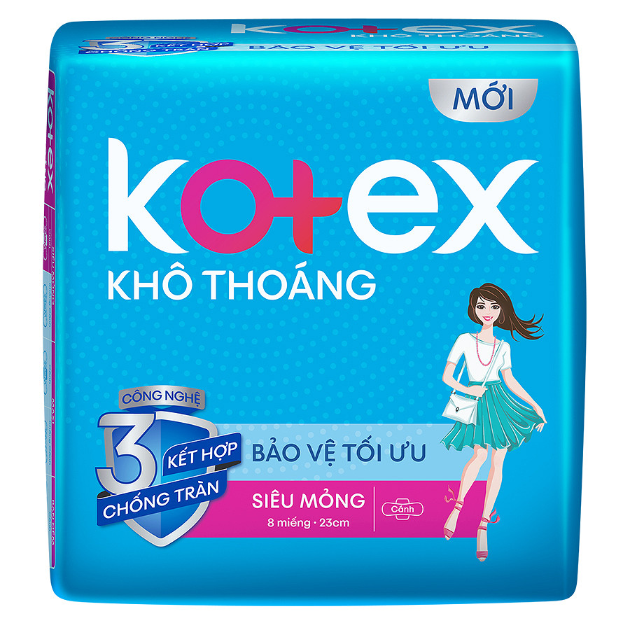 Băng Vệ Sinh Kotex Khô Thoáng Lưới Siêu Thấm - Siêu Mỏng Cánh 8