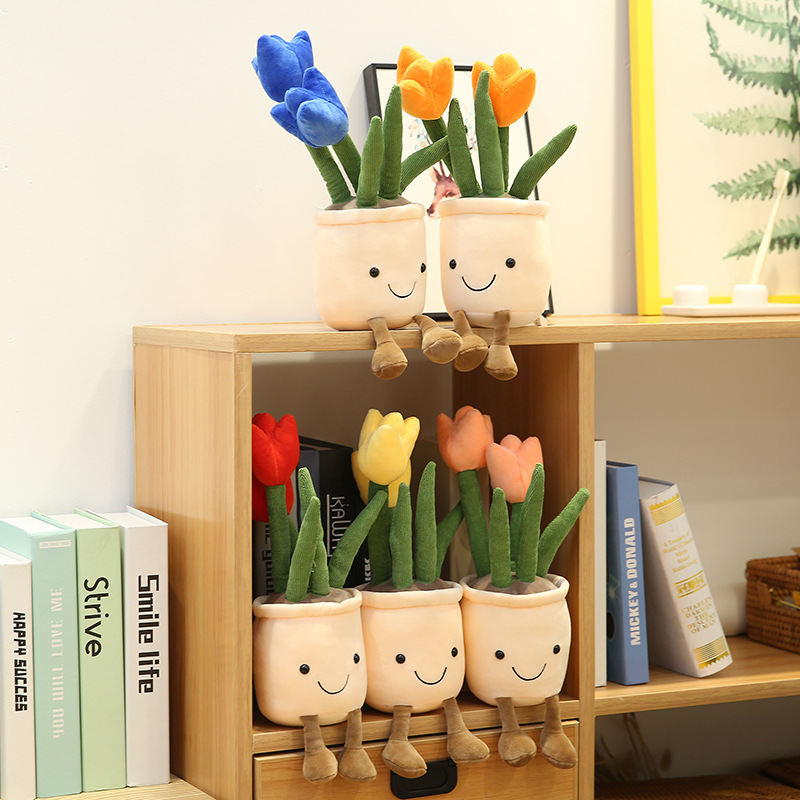 Chậu Hoa Tulip Trang Trí Để Bàn Hình Mặt Cười Dễ Thương PaKaSa - Hàng Chính Hãng