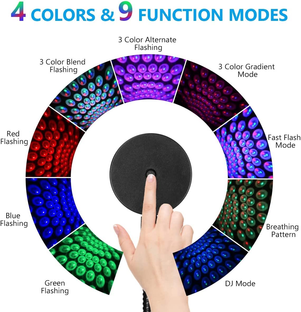 Đèn mái USB cho xe hơi, xe bên trong ánh sáng mini LED USB lãng mạn với 4 màu và 9 chế độ điều chỉnh