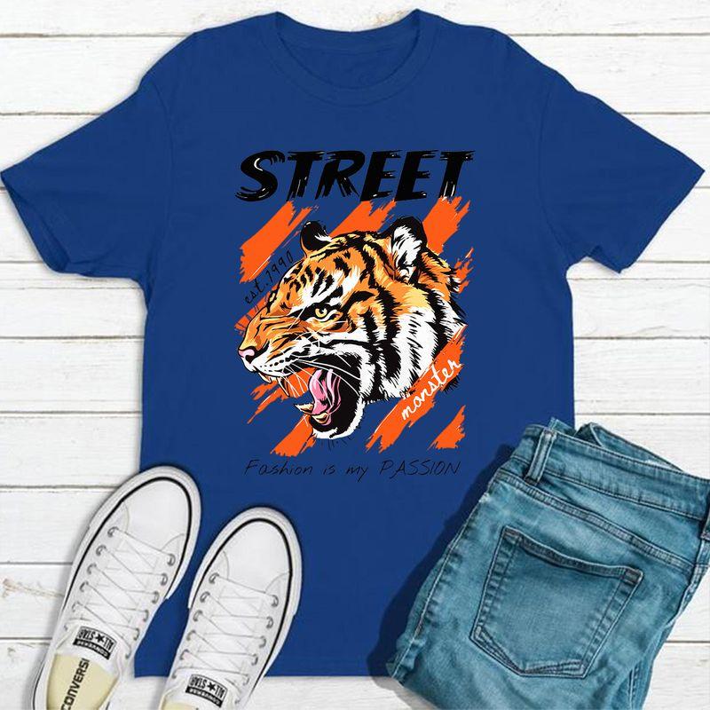 Áo thun unisex mặt hổ "Street fashion is my passion" vintage size XS-3XL 100% cotton