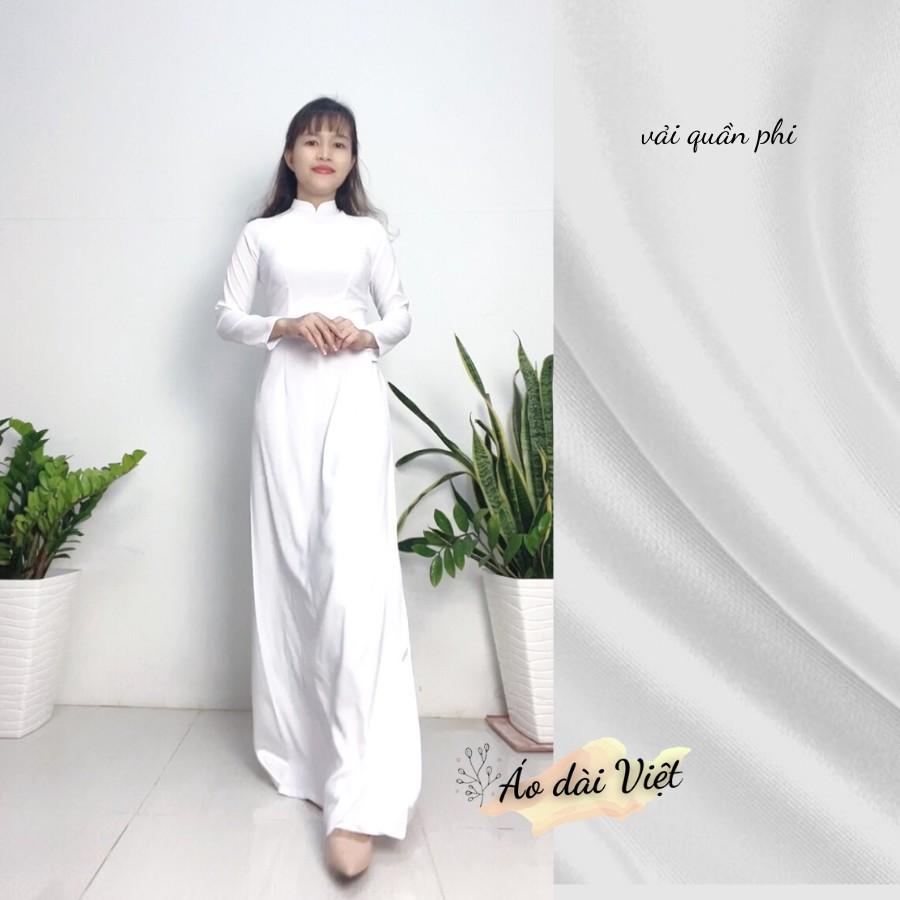 ÁO DÀI TRẮNG HỌC SINH TRUYỀN THỐNG MAY SẴN LỤA HABUTAI CÓ LÓT THÂN TRÊN DÀY DẶN (hình thật