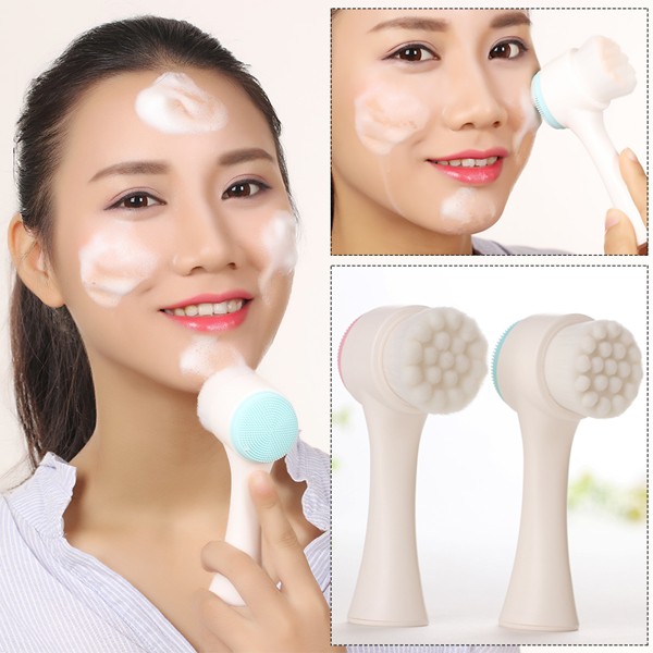 Cọ Massage Rửa Mặt KOREA 2 đầu 3D gai silicon