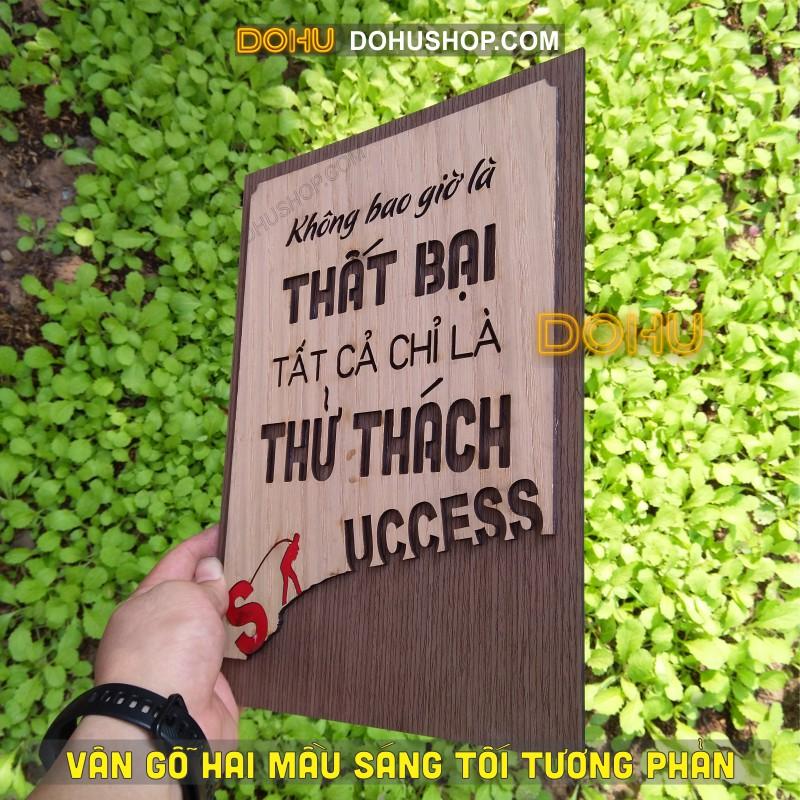 Tranh Gỗ Vintage Tạo Động Lực DOHU220: “Không bao giờ là thất bại, tất cả chỉ là thử thách” Giá Xưởng