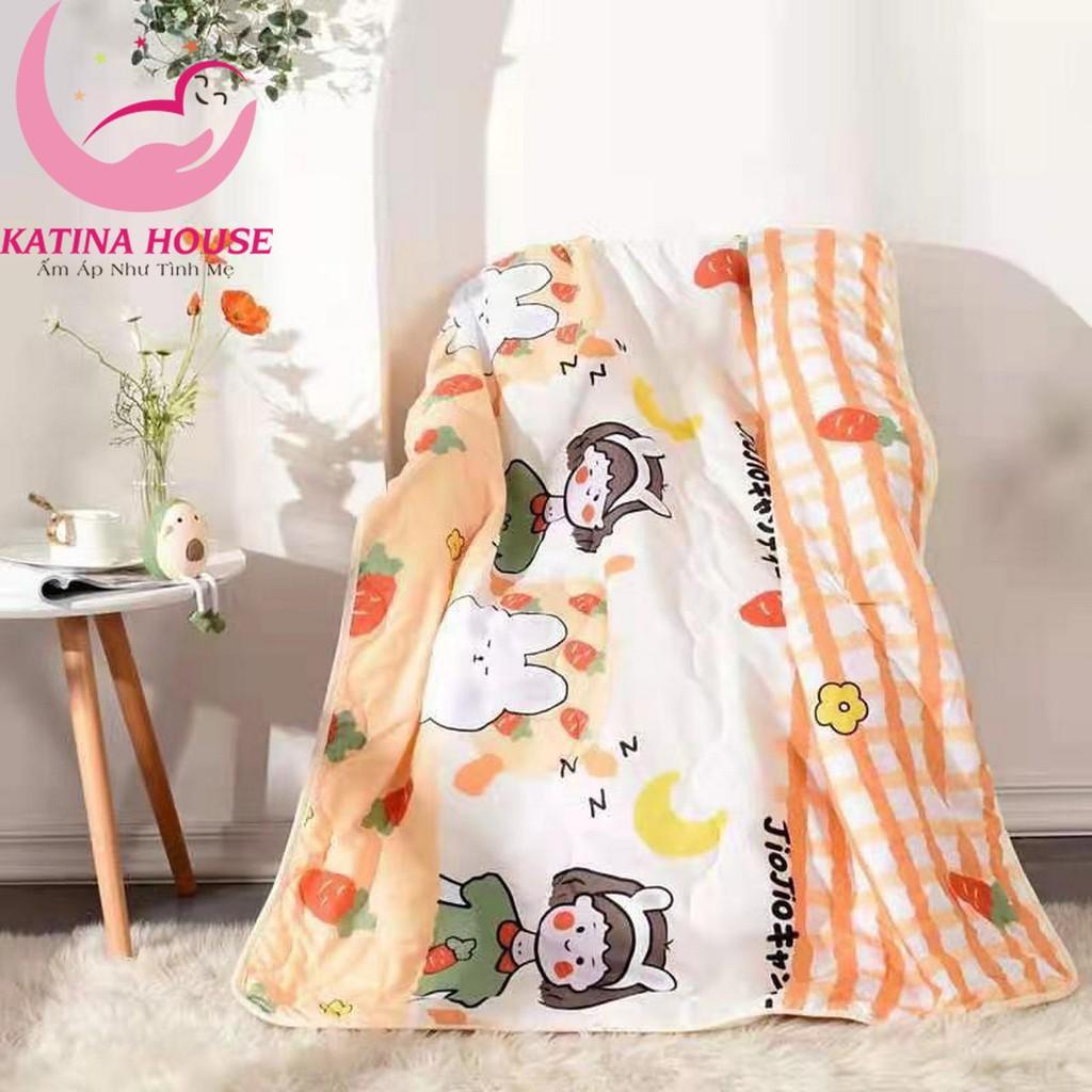 Chăn mền trẻ em cotton đũi mềm thoáng mát 1mx1m4 (Hàng loại 1),chăn hè mỏng cho bé đi học, ngủ máy lạnh