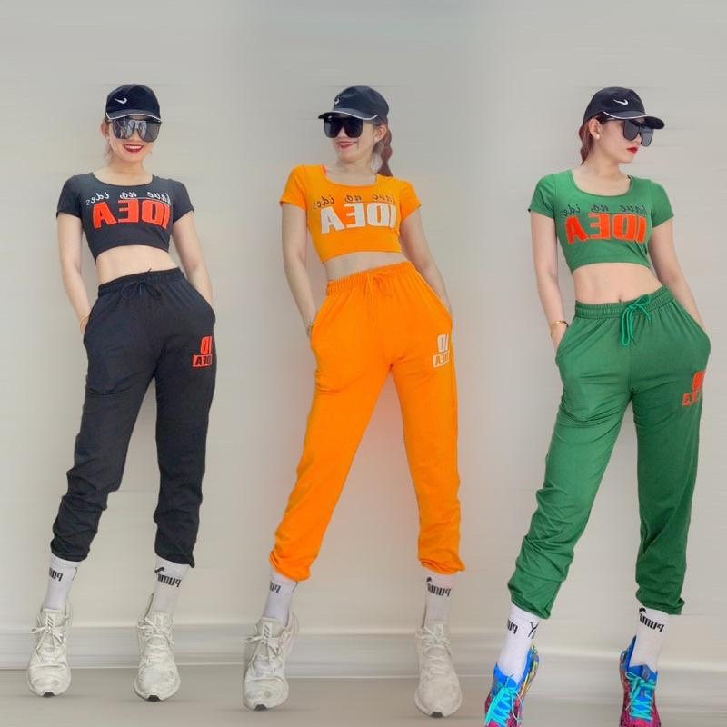 Set bộ áo croptop quần jogger nữ dã ngoại, leo núi,picnic, tập yoga, gym, nhảy aerobic kochan, đồng phục đội nhóm nữ
