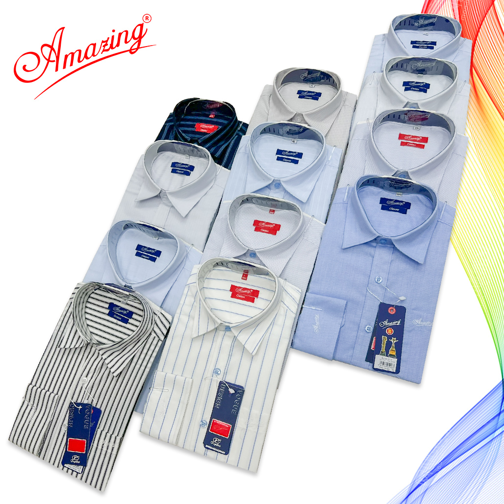 Áo sọc tay dài, sơ mi nam Amazing, thiết kế kẻ trang trọng, tone màu nhẹ nhàng, thời trang công sở cao cấp, dài tay