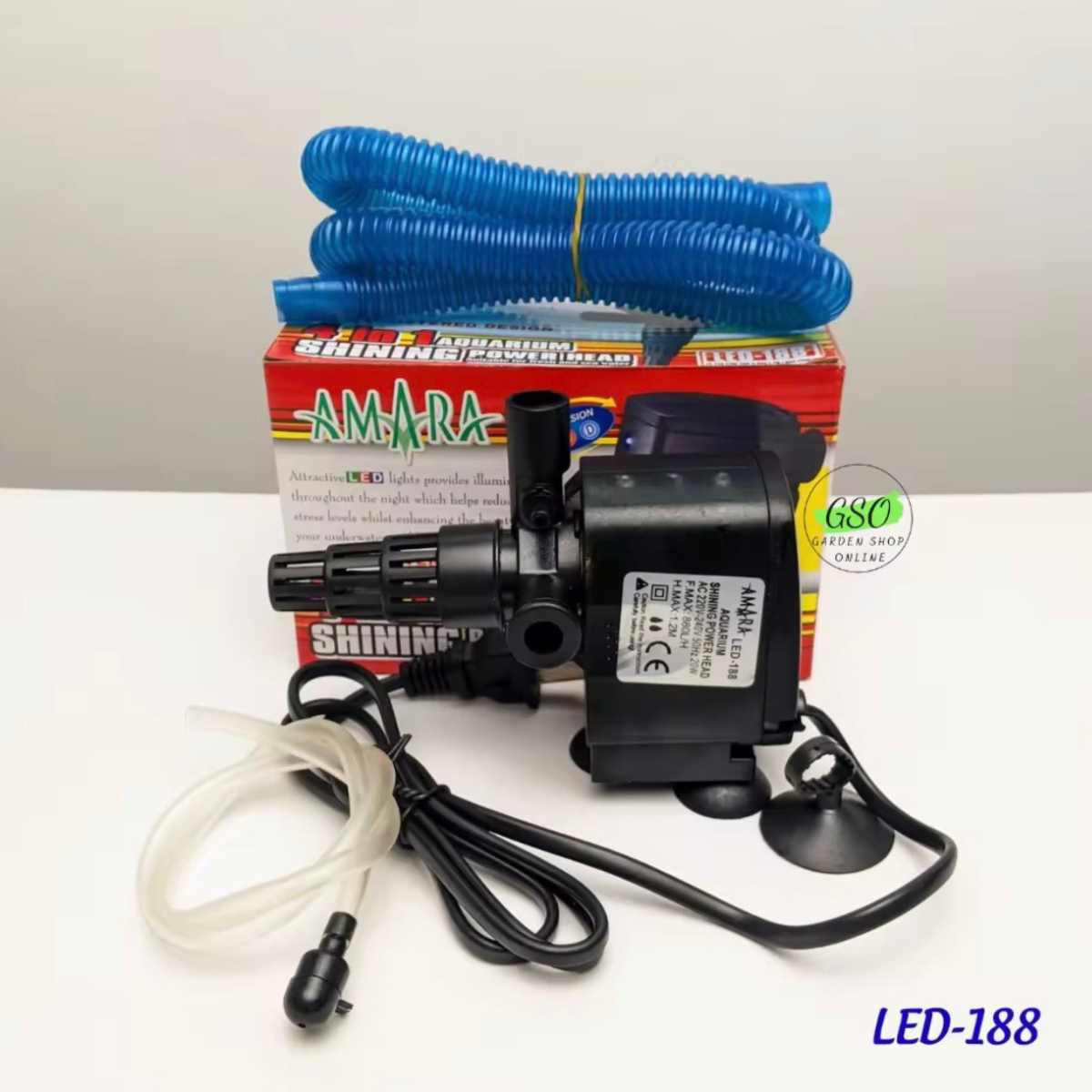 Máy lọc nước bể cá có đèn Led Amara led 188 - 20w, Đèn leb cho bể cá huyền ảo ,lọc cặn tạo oxi