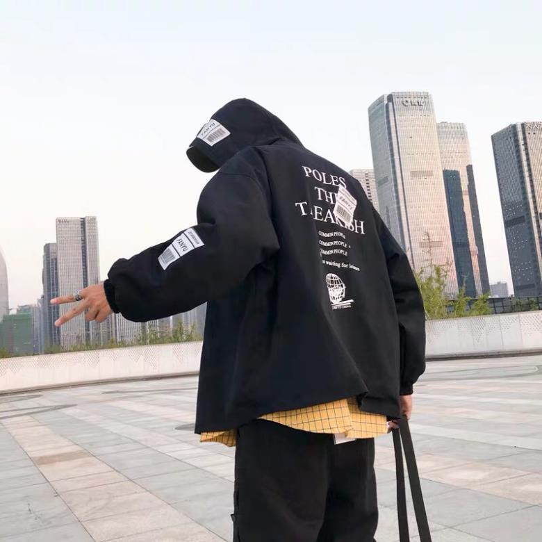 Áo khoác kaki unisex form rộng túi hộp Team nam nữ thời trang kim gia thu đông