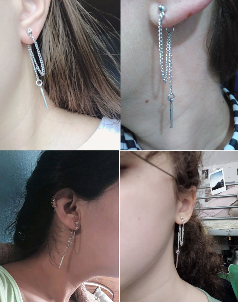 Bông tai xích dáng dài Phong cách idol Hàn Quốc quyến rũ