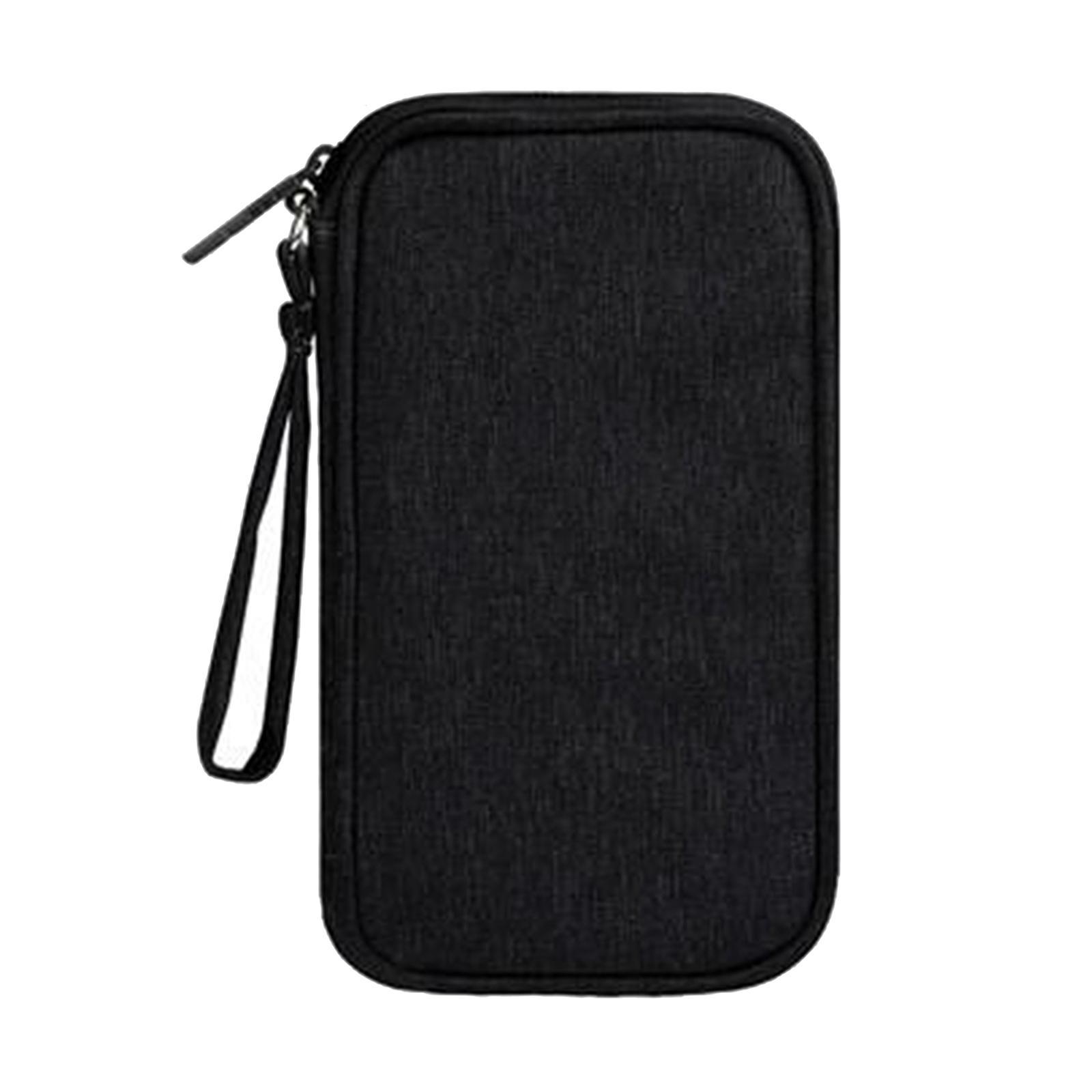 Portable Earphone USB Data Charger Cable Organizer Storage Bag Black