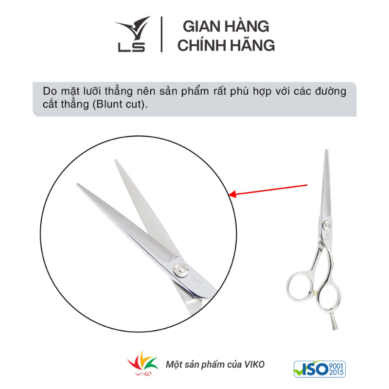 Kéo cắt tóc LS lưỡi thẳng quai offset phẳng đỡ ngón tháo rời CB11L/6.0