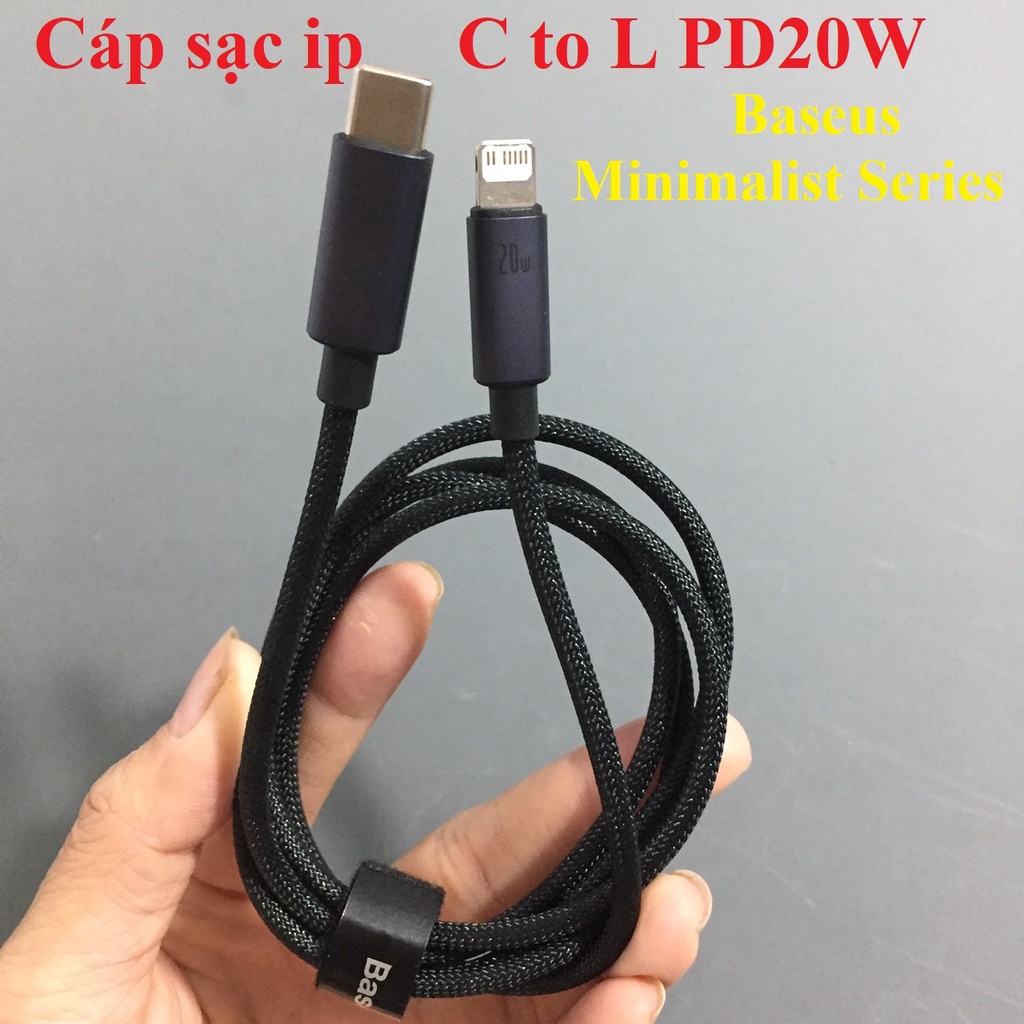 Cáp sạc ip CtoL PD20W Baseus Minimalist Series (1m) CAJY010003_ Hàng chính hãng