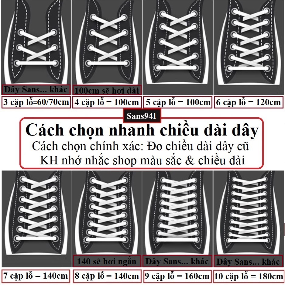 Dây giày thể thao sneaker đủ màu nhiều size dài 100cm 120cm 140cm nam nữ bản tròn trơn cỡ to 5mm shoelaces 1 đôi Sans941