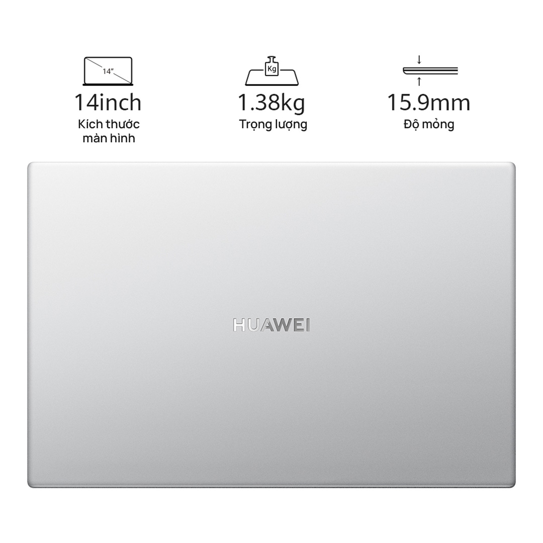 Máy Tính Xách Tay HUAWEI MateBook D 14 i5 (8+512G) | Màn Hình HUAWEI FullView | Nút Nguồn Tích Hợp Khóa Vân Tay | Hợp Tác Đa Màn Hình | Góc Mở 180° | Hàng Chính Hãng