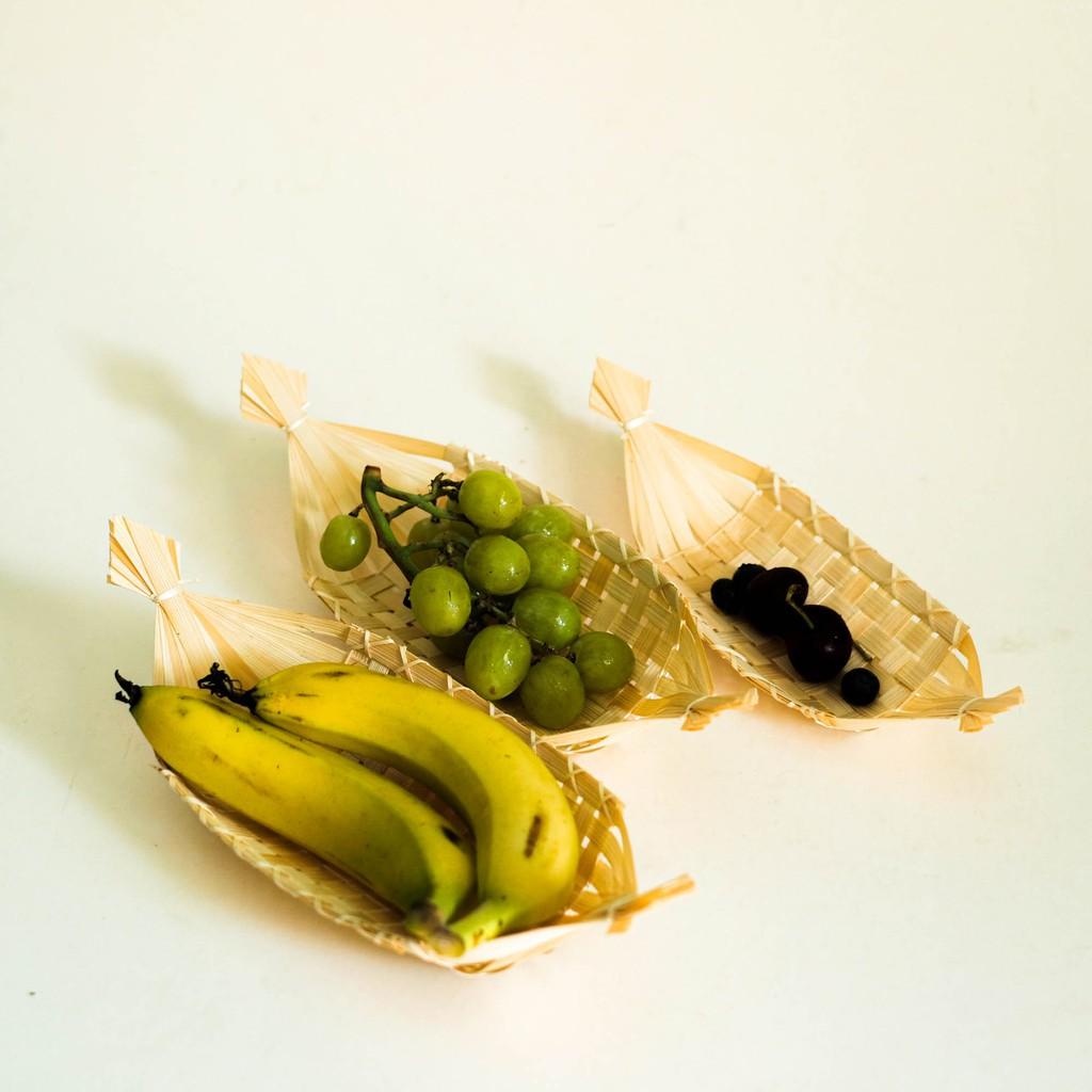 Thuyền tre đan đựng hoa quả đồ ăn - Trang trí decor thân thiện môi trường