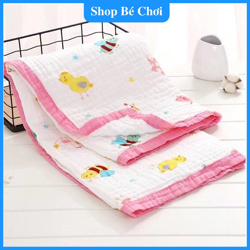 Chăn xô 6 lớp sợi tre 120cm x 120cm cho bé gái - màu ngẫu nhiên