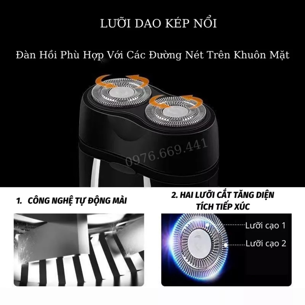 Máy cạo dâu 2 lưỡi kép cạo sạch chân râu giúp phái nam tự tin thanh lịch