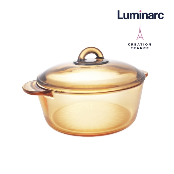 Bộ 2 Nồi Thuỷ Tinh Luminarc Amberline Granite 2 Lít/ 3 Lít (Bảo Hành 10 năm)-LUGR23