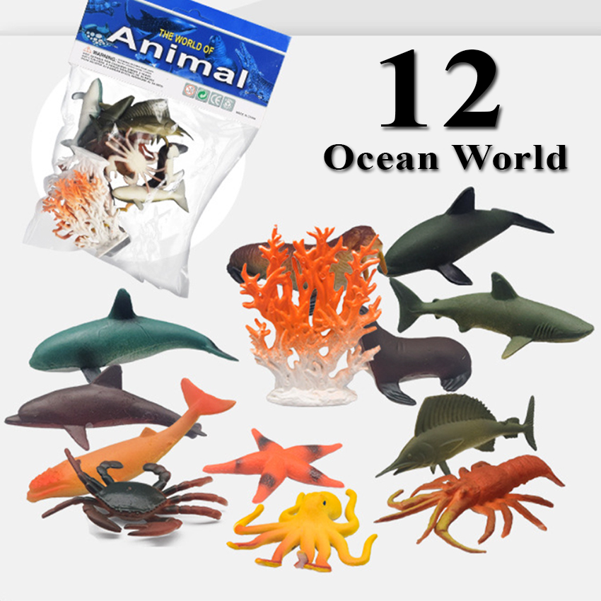 Đồ chơi 12 cá biển mô hình thế giới đại dương tặng móc khóa trái tim