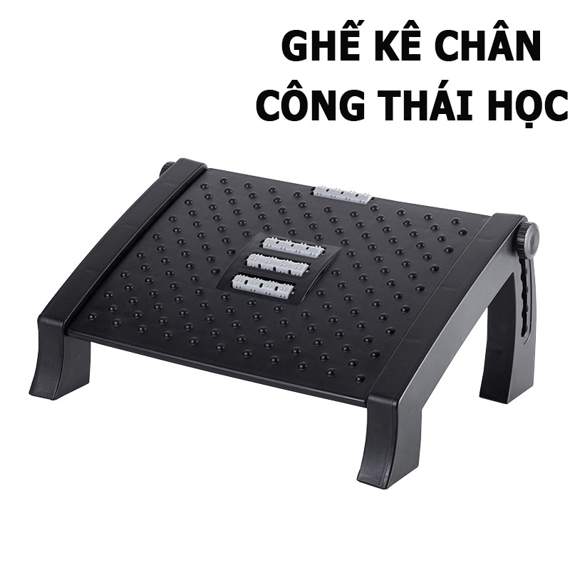 Ghế Kê Chân Văn Phòng Điều Chỉnh 6 Mức Chiều Cao; Giá Gác Chân Công Thái Học Chống Đau Mỏi - Hàng Nhập Khẩu