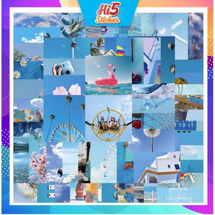 Sticker Hình Dán Trang Trí Phong Cảnh Ngộ Nghĩnh Tone Màu Xanh ms#215