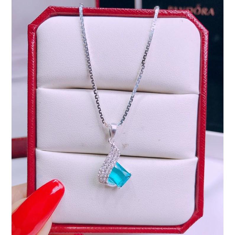 Dây chuyền bạc mặt đá vuông MS185