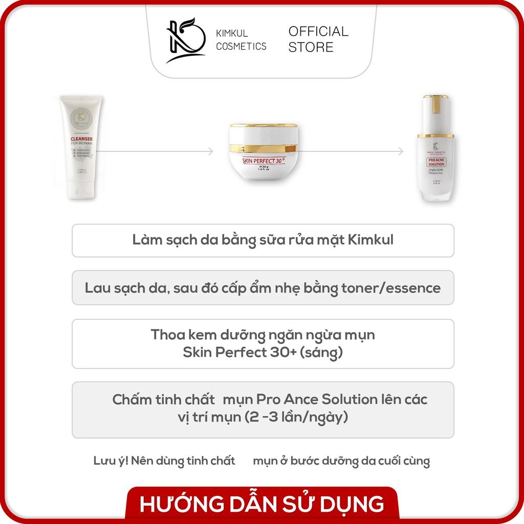 Bộ giảm mụn thâm sẹo rổ KimKul gồm Serum Proacne Solution 30ML + Cream Skin Perfect 30G