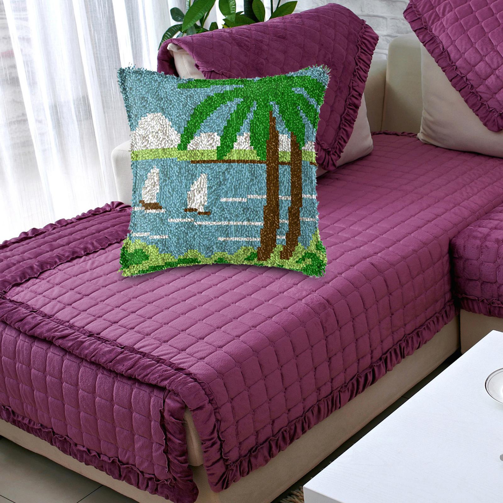 Latch Hook Embroidery Kits Cushion Needlework Blank Pillowcase Mesh Style 1