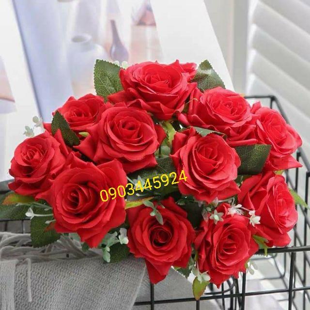 Cụm Hoa Hồng 12 Bông siêu đẹp- Hoa Giả