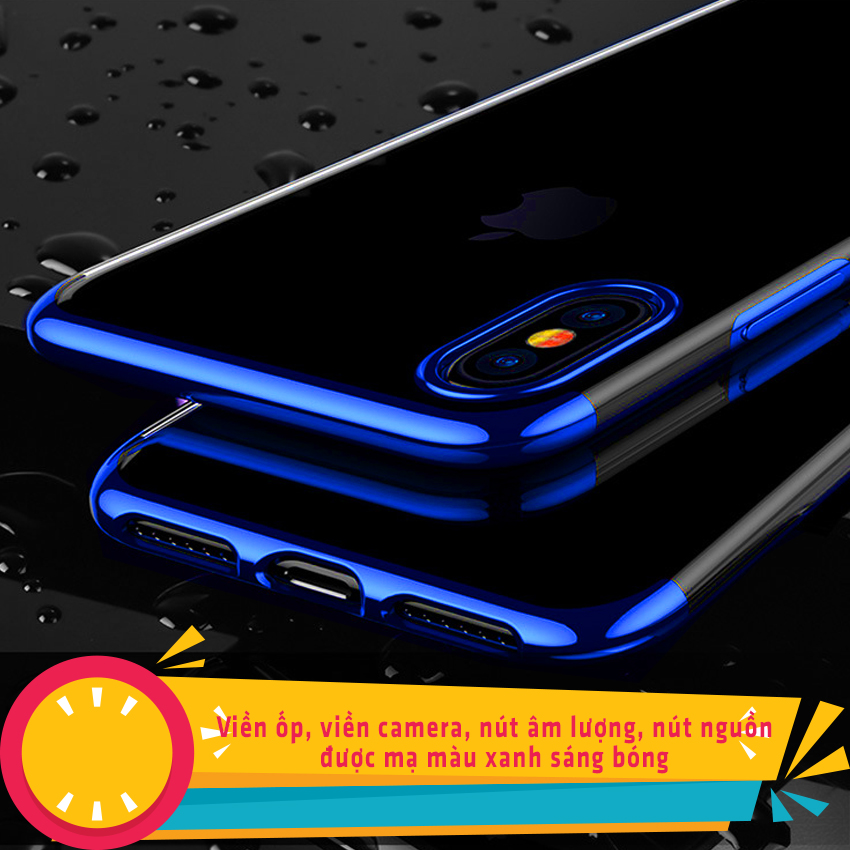 Ốp lưng cho Iphone 7 / Iphone 8 - Ốp dẻo viền mạ màu Xanh ánh kim - Hàng Chính Hãng