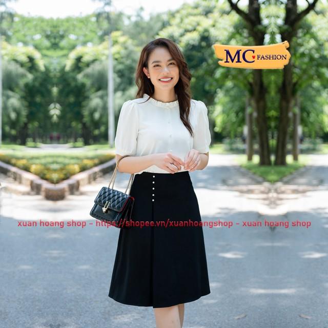 Chân Váy Chữ A Công Sở Nữ, Lưng Cao, Dáng Xòe Mc Fashion, Chất Co Giãn, Đủ Size, Màu Đen Cv0471