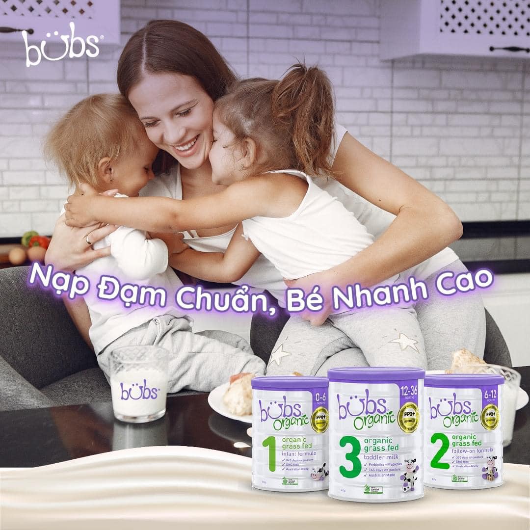 Combo 2 hộp sữa bò hữu cơ Bubs nhập khẩu nguyên hộp từ Úc