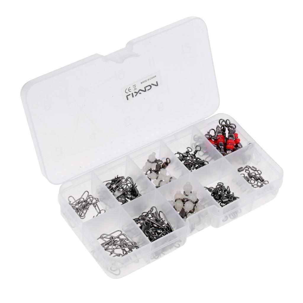 100Pcs Rolling Swivel Interlock Snap, Fastlock Snap, Luminous Gourd Swivel, Lure Connectors Accessories Fishing Tackle Box
