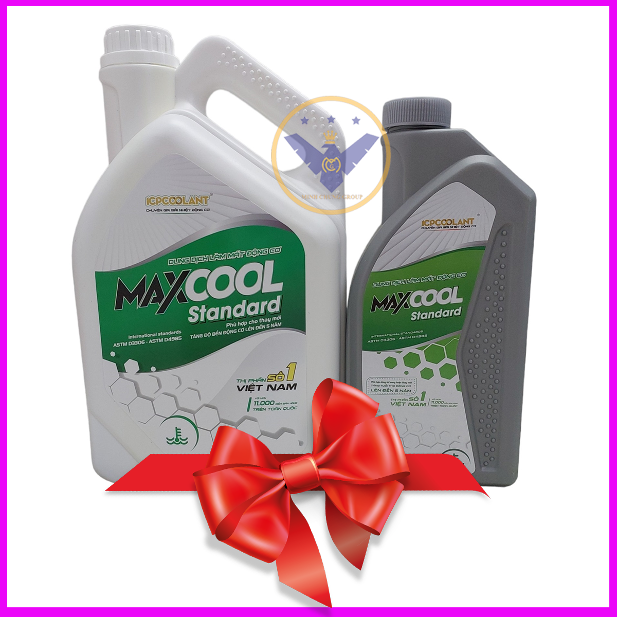 COMBO nước làm mát xe ô tô màu xanh Maxcool Can 4 Lít + 1 lít