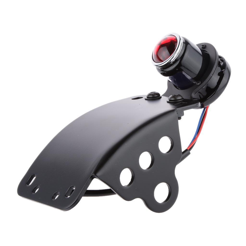 Motorcycle Custom LED Rear Stop Tail Light Lamp Red Lens with Black Holder Black