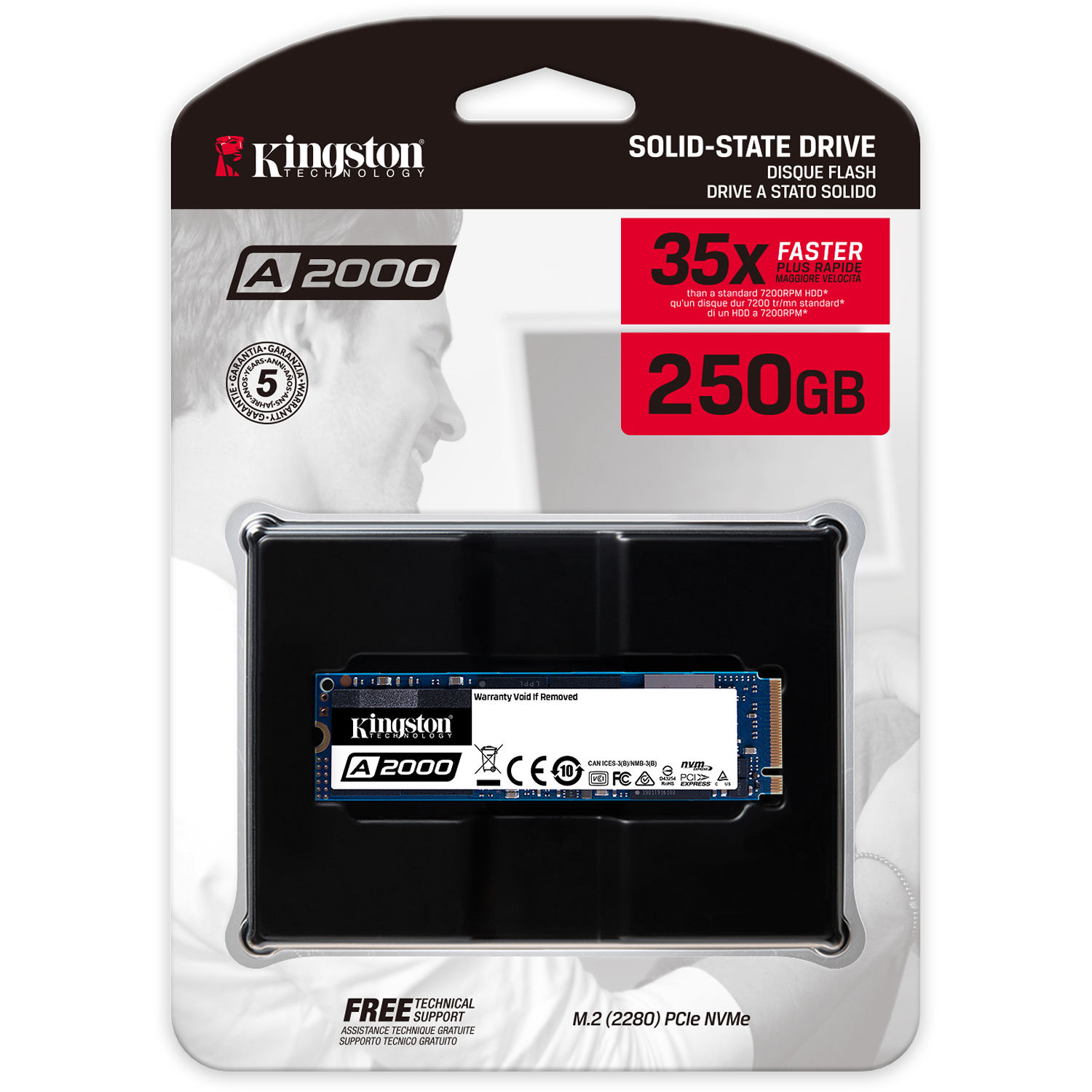 Ổ cứng SSD Kingston A2000 NVMe PCIe Gen 3.0 x4 250G - Hàng Chính Hãng